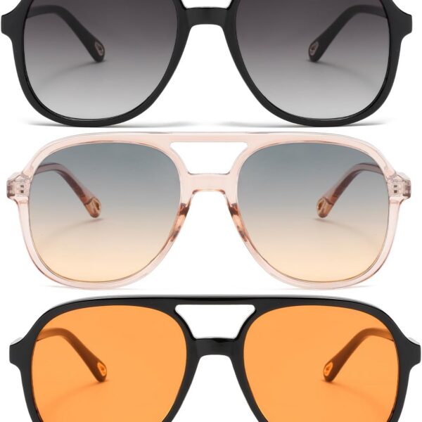 Pacote com 3 óculos de sol aviador retrô: estilo vintage, conforto leve e visual clássico para homens e mulheres