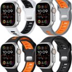 Pacote com 4 pulseiras esportivas compatíveis com Apple Watch Ultra e SE, conforto e ajuste ideal para seu relógio.