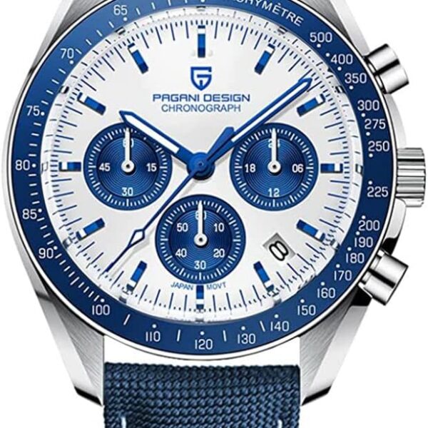 Pagani Design 1701: relógio masculino com cronógrafo, aço inoxidável, vidro safira e resistência à água 100 m