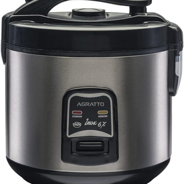 Panela Elétrica Agratto PAI6X Inox: cozinha arroz e legumes, mantém aquecido e facilita sua compra.