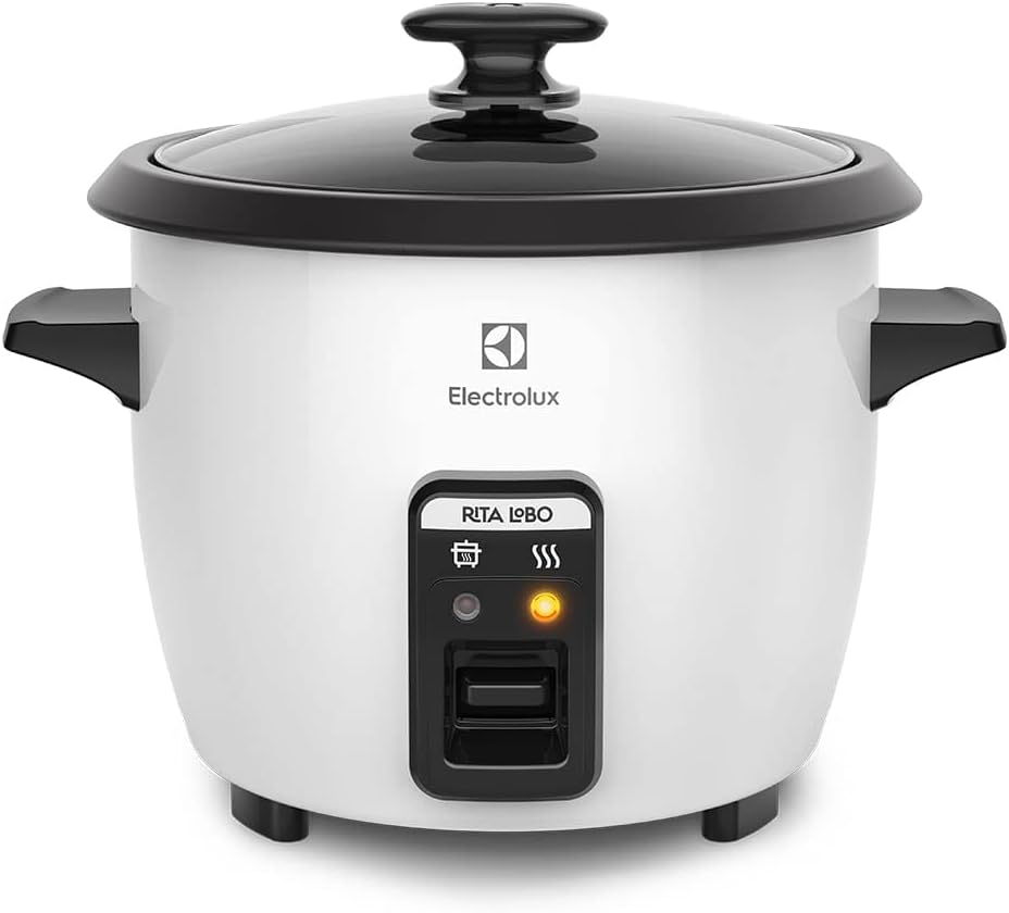 Panela Elétrica Electrolux vapor arroz capacidade 1,3L 7 xícaras manter Panela Elétrica Electrolux vapor arroz capacidade 1,3L 7 xícaras manter aquecido panela removivel antiaderente tampa vidro RCB50 branca 220v por Rita Lobo