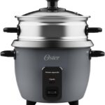 Panela Elétrica de Arroz 0,6L Oster Grafite 220v: prática, compacta e com manter aquecido para o arroz sempre no ponto.