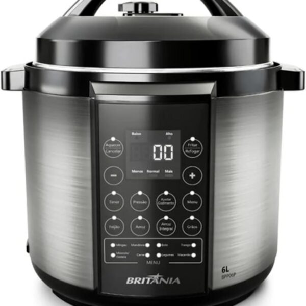 Panela de Pressão Britânia BPP06P 220v: potência e praticidade para cozinhar com controle de temperatura.