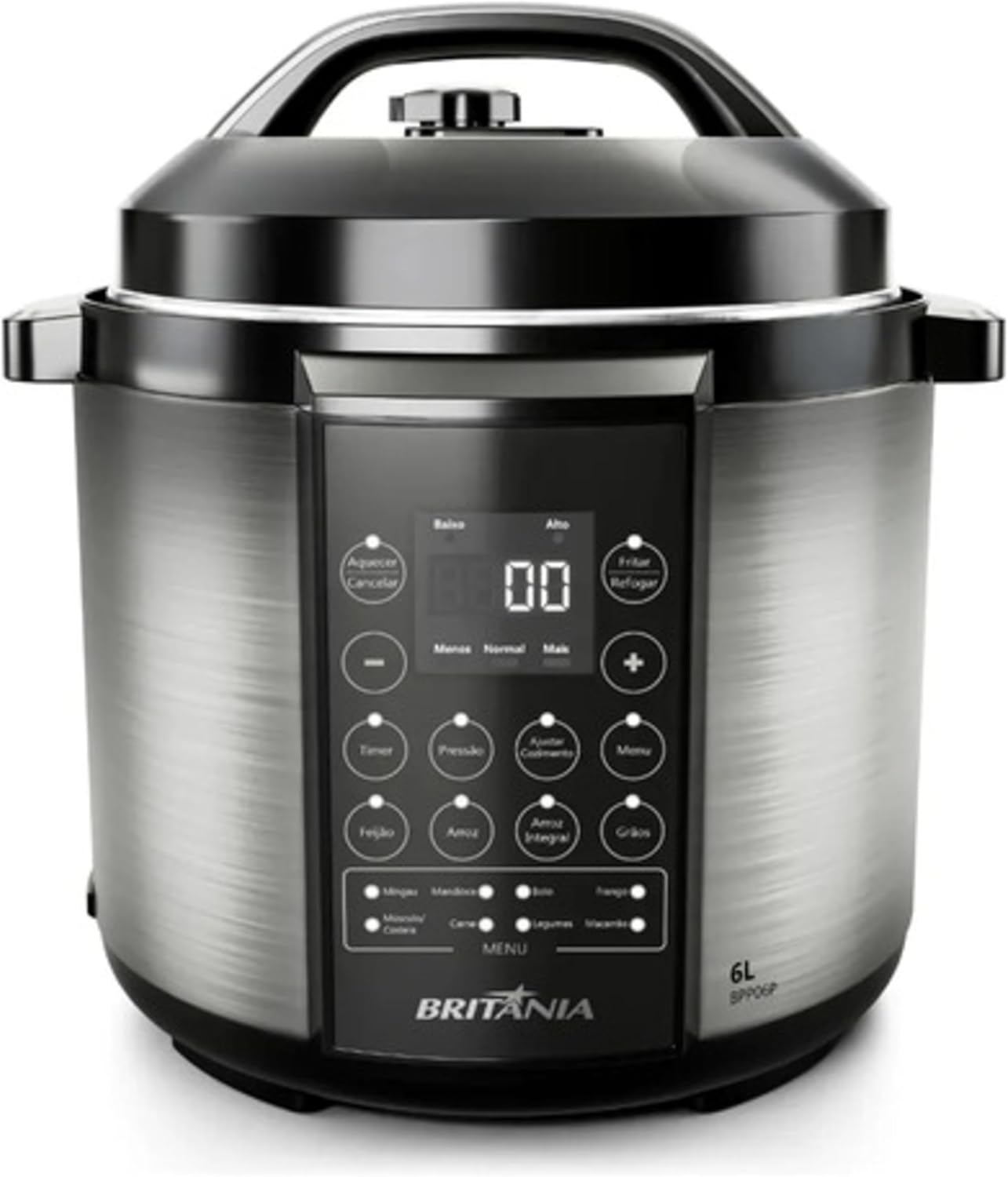 Panela de Pressão Britânia BPP06P 220v: potência e praticidade para Panela de Pressão Britânia BPP06P 220v: potência e praticidade para cozinhar com controle de temperatura.