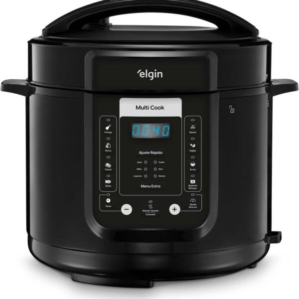 Panela de Pressão Digital Elétrica Multi Cook 5L Elgin: 14 funções, segurança total e preparo prático para suas receitas.