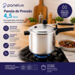 Panela de Pressão Média 4,5L em alumínio polido, ideal para refeições rápidas e pequenas porções para 4 a 5 pessoas - Imagem 2