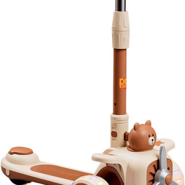 Patinete Aviãozinho Feliz DM Toys com LED, som e altura ajustável até 60kg para crianças.