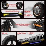 Patinete Elétrico para Adultos: 50 km de autonomia, até 50 km/h, pneus all-terrain e suspensão dupla para trilhas e cidade - Imagem 2