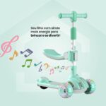 Patinete Infantil 2 em 1 Velorad Kids Z-Rader Verde com assento, luzes LED e música para diversão e segurança de 1 a 5 anos. - Imagem 2