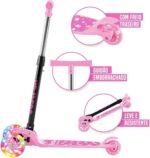 Patinete Infantil 3 Rodas Dobrável Rosa com LED e altura regulável para crianças, seguro e divertido - Imagem 2