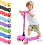 Patinete Infantil Hurtle 3 Rodas com Luzes LED: diversão leve, ajustável e dobrável para crianças.