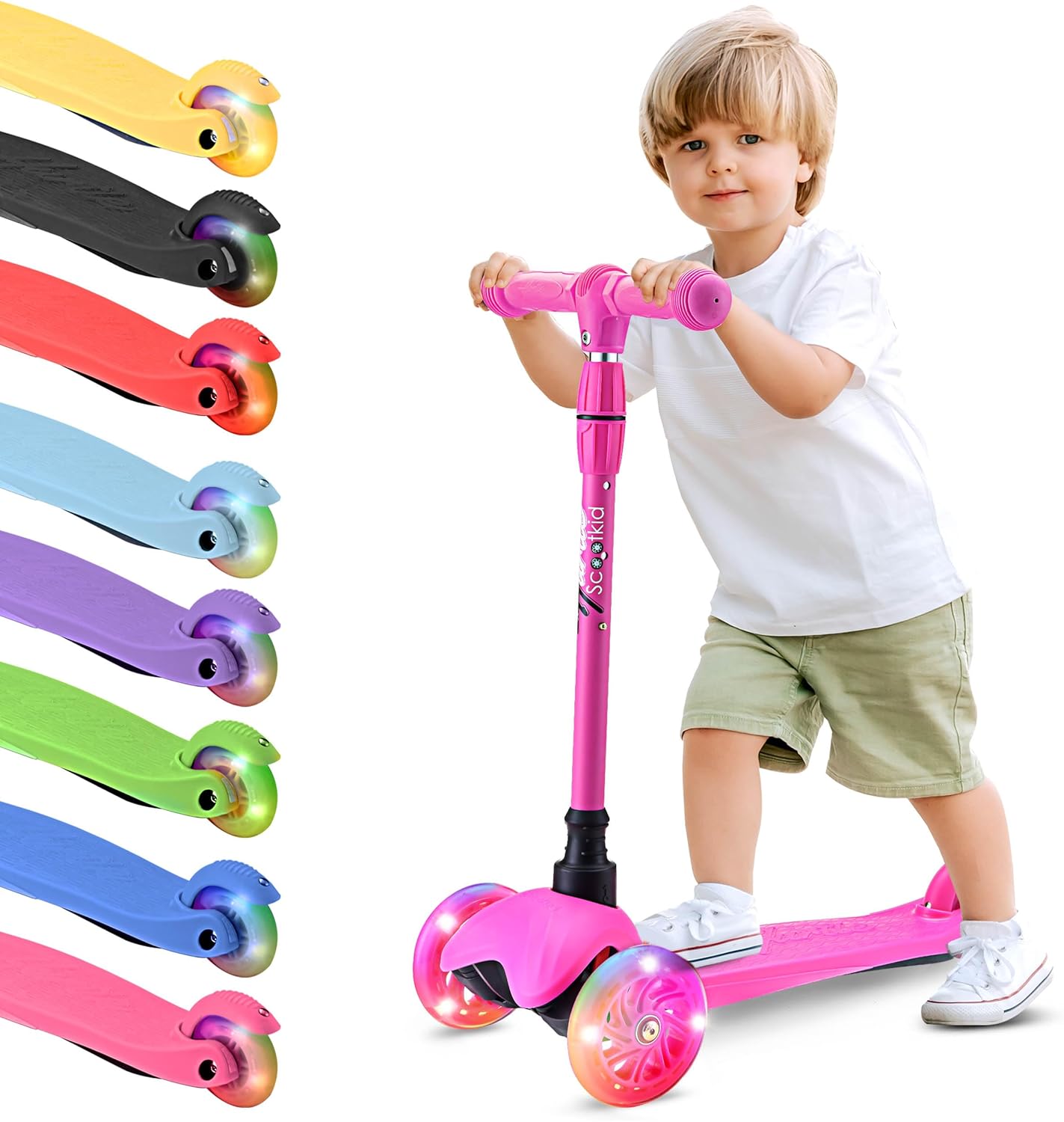 Patinete Infantil Hurtle 3 Rodas com Luzes LED: diversão leve, Patinete Infantil Hurtle 3 Rodas com Luzes LED: diversão leve, ajustável e dobrável para crianças.