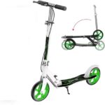 Patinete esportivo dobrável leve com freio de mão, altura ajustável e rodas grandes para até 136 kg - Imagem 2
