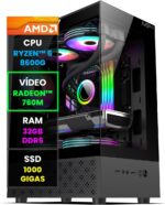 Pc Gamer NoLag Ryzen 5 8600G, 32GB DDR5, SSD 1TB e Radeon 760M para jogar com alto desempenho