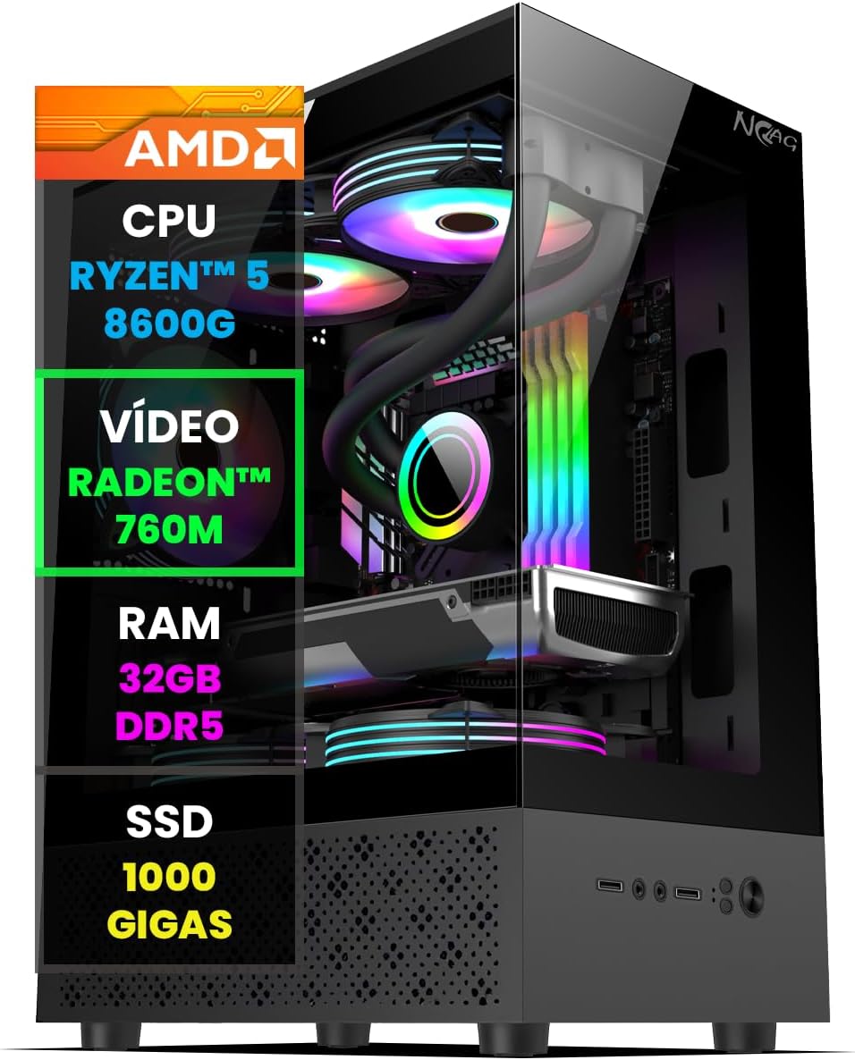 Pc Gamer NoLag Ryzen 5 8600G, 32GB DDR5, SSD 1TB Pc Gamer NoLag Ryzen 5 8600G, 32GB DDR5, SSD 1TB e Radeon 760M para jogar com alto desempenho