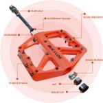 Pedais BUCKLOS MTB antiderrapantes, nylon resistente e plataforma larga 9/16 para mais aderência e segurança na pedalada - Imagem 2