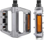 Pedais MTB 24 mm com refletores, plataforma larga em liga de alumínio leve e alta aderência para bike, BMX e estrada