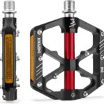 Pedais MZYRH MTB de liga de alumínio com 3 rolamentos, antiderrapantes e com refletores para mais segurança.