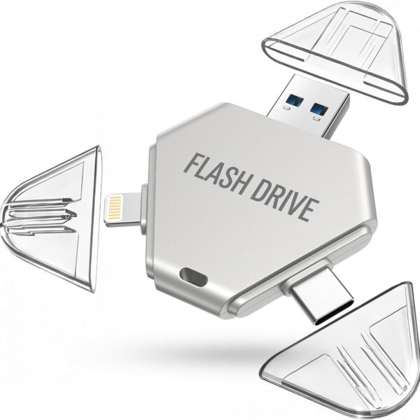 Pen Drive 3 em 1 512 GB MFi para iPhone: backup rápido de fotos, vídeos e dados para iOS