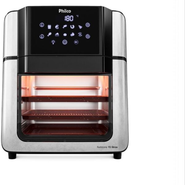 Philco Air Fryer Oven 15L: frita com pouco ou nenhum óleo e timer de 90 minutos para cozinhar com praticidade.