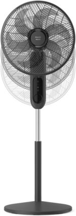 Philips Walita Ventilador de Coluna, 40cm, Controle Remoto, Preto, 130W, 6 Hélices, 3 Velocidades, Timer 12h, Série 1500