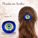 Piranha de cabelo Olho Grego Turco colorida, leve e elegante para prender com charme no dia a dia. - Imagem 2