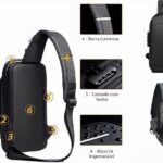 Pochete transversal masculina à prova d’água com trava de combinação, ideal para esportes, viagens e segurança no dia a dia