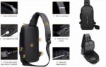 Pochete transversal masculina à prova d’água com trava de combinação, ideal para esportes, viagens e segurança no dia a dia