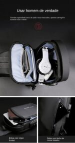 Pochete transversal masculina à prova d’água com trava de combinação, ideal para esportes, viagens e segurança no dia a dia - Imagem 2