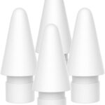 Ponta de substituição compatível com Apple Pencil 1ª/2ª geração, branca, kit com 4 unidades para uso imediato.