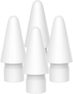 Ponta de substituição compatível com Apple Pencil 1ª/2ª geração, branca, kit com 4 unidades para uso imediato.