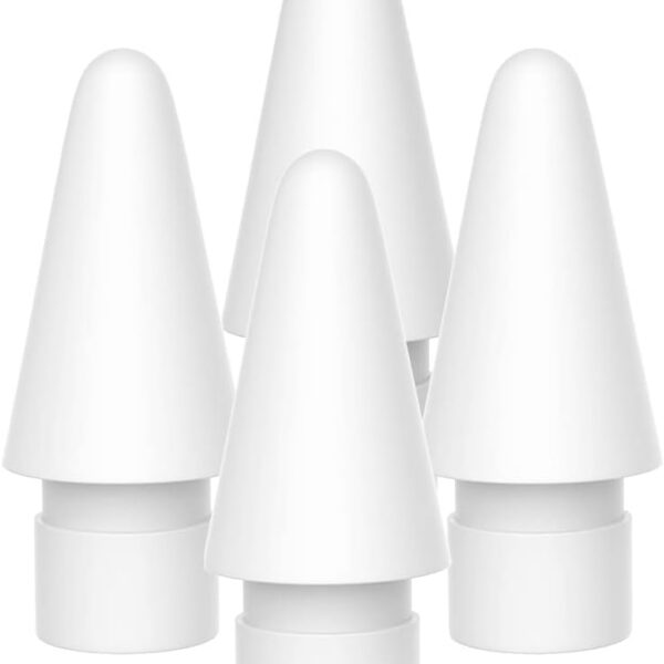 Ponta de substituição compatível com Apple Pencil 1ª/2ª geração, branca, kit com 4 unidades para uso imediato.