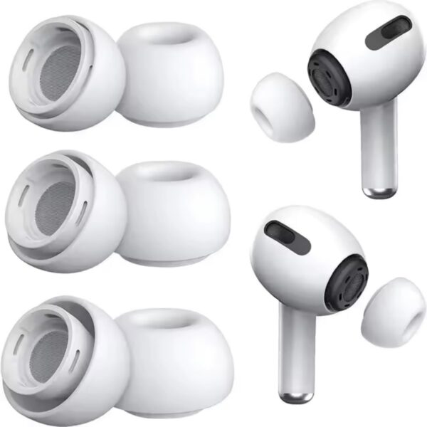 Pontas Borrachinha para AirPods Pro 2 com telinha, conforto, proteção e encaixe firme em 3 tamanhos.