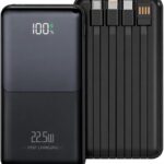 Power Bank 10000mAh 22.5W com Cabo Integrado e Display Digital: carregamento rápido para iPhone e Android com máxima praticidade.