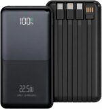 Power Bank 10000mAh 22.5W com Cabo Integrado e Display Digital: carregamento rápido para iPhone e Android com máxima praticidade.