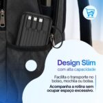Power Bank 20000mAh Carregador Portátil Rápido 22.5W com 4 Cabos Integrados (USB-C, Micro-USB, V8, Light) Bateria Externa com Display LED, 4 Saídas Simultâneas (Preto) - Imagem 2