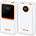Power Bank 20000mAh Turbo 22.5W: carga ultra rápida, visor LED e 2 saídas para Android e iOS.