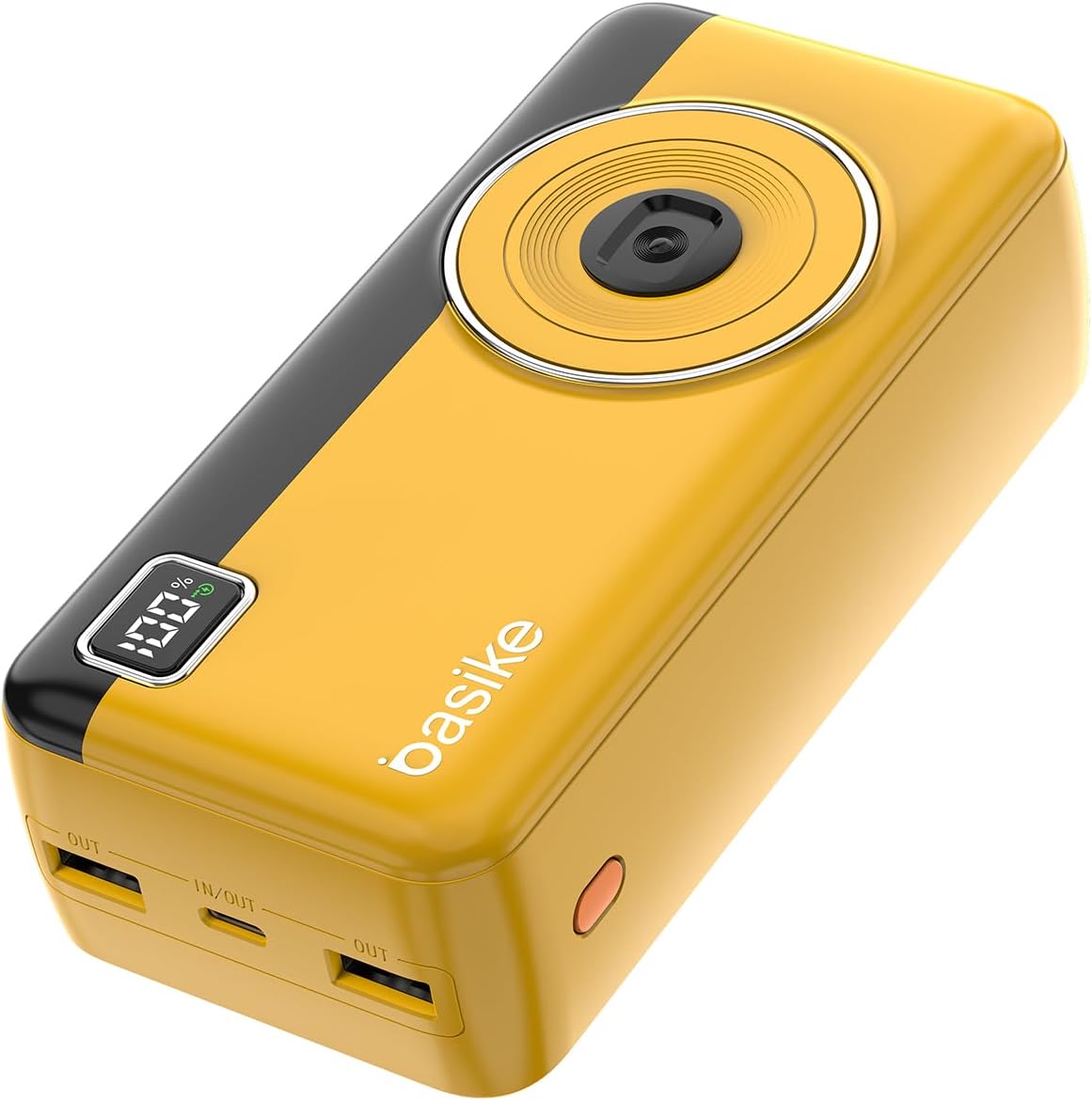 Power Bank 30000mAh, Basike Carregador Portátil 2 Saídas USB-A(até 22.5W) Power Bank 30000mAh, Basike Carregador Portátil 2 Saídas USB-A(até 22.5W) + Tipo-C(até 22.5W) com Cabo, Carregamento Rápido, Led Indicador de Bateria Proteção Inteligente (Amarelo)