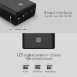 Power Bank 30000mAh Carregador Portátil Saída USB-A de 22.5W, Tipo-C de 22.5W e Micro USB, Carregamento Rápido e Tela Indicador de Bateria com Proteção Inteligente (Branco) - Imagem 2