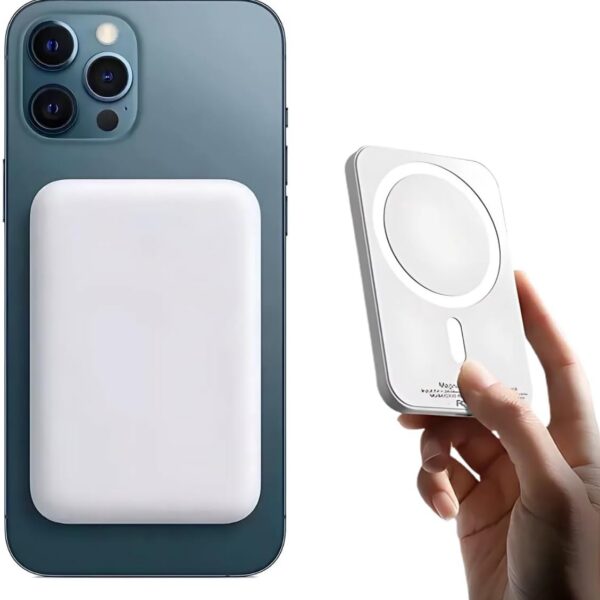 Power Bank 5000mAh Magnético Turbo com Carga Rápida para iPhone XR a 14 Pro Max MagSafe, compacto e portátil.