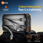 Power Bank Basike 20000mAh com 3 saídas, carregamento rápido 22,5W e proteção inteligente para recargas seguras e práticas. - Imagem 2