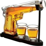 Presente para pai: conjunto de decantadores de uísque com vidro e suporte, ideal para bar e ocasiões especiais