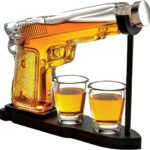 Presente para pai: conjunto de decantadores de uísque com vidro e suporte, ideal para bar e ocasiões especiais