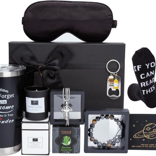 Presentes de aniversário para homens: kit premium com copo térmico, acessórios e caixa pronta para presentear.