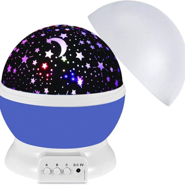 Projetor Estrelado Azul para Quarto Infantil, Luz Noturna com 8 Cores, Presente Ideal para Crianças de 3 a 10 Anos