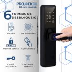 ProlockBR Fechadura Digital B2: segurança inteligente com 6 formas de abertura e controle remoto via app TUYA. - Imagem 2