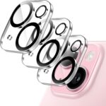 Proteção 9H HD para câmera do iPhone 15 e 15 Plus, case-friendly e fácil de instalar, pacote com 3 unidades JETech