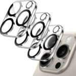 Proteja a lente do iPhone 15 Pro/Pro Max com o protetor JETech 9H HD transparente, caso-amigável, pacote com 3.