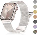 Pulseira Apple Watch em aço inoxidável: elegante, resistente e compatível com 38mm a 49mm.