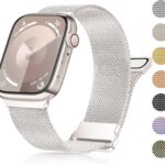 Pulseira Apple Watch em aço inoxidável: elegante, resistente e compatível com 38mm a 49mm.